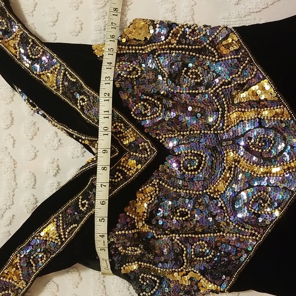 Black Velvet Evening Wedding Formal Prom Knee Length Dress Size 14 - Picture 7 of 7